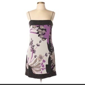 Sheri Bodell Beautiful Floral Studded  Spaghetti Strap Dress Size Small Shift